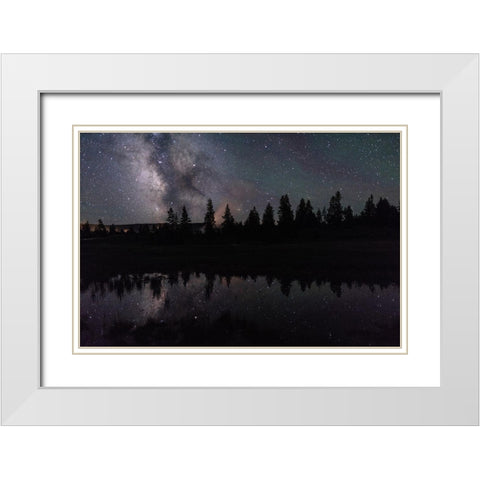 Milky Way Reflection, Yellowstone National Park White Modern Wood Framed Art Print with Double Matting by The Yellowstone Collection