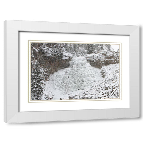 Rustic Falls, Yellowstone National Park White Modern Wood Framed Art Print with Double Matting by Peaco, Jim