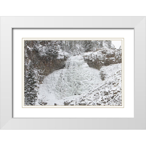 Rustic Falls, Yellowstone National Park White Modern Wood Framed Art Print with Double Matting by Peaco, Jim