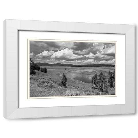 Hayden Valley and Yellowstone River, Yellowstone National Park White Modern Wood Framed Art Print with Double Matting by Frank, Jacob W.