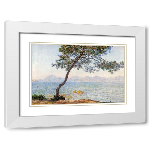 Antibes with tree 1888 White Modern Wood Framed Art Print with Double Matting by Monet, Claude