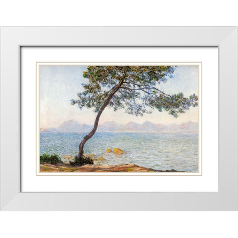 Antibes with tree 1888 White Modern Wood Framed Art Print with Double Matting by Monet, Claude