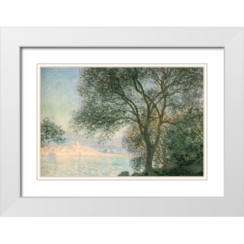 Antibes-view from the Salis 1888 White Modern Wood Framed Art Print with Double Matting by Monet, Claude