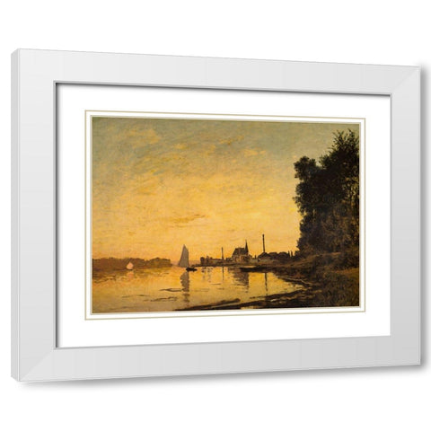 Argenteuil-late afternoon 1872 White Modern Wood Framed Art Print with Double Matting by Monet, Claude