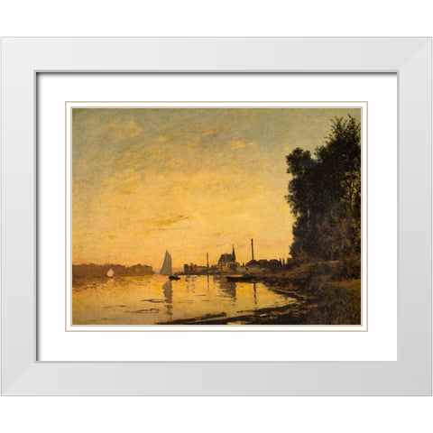 Argenteuil-late afternoon 1872 White Modern Wood Framed Art Print with Double Matting by Monet, Claude