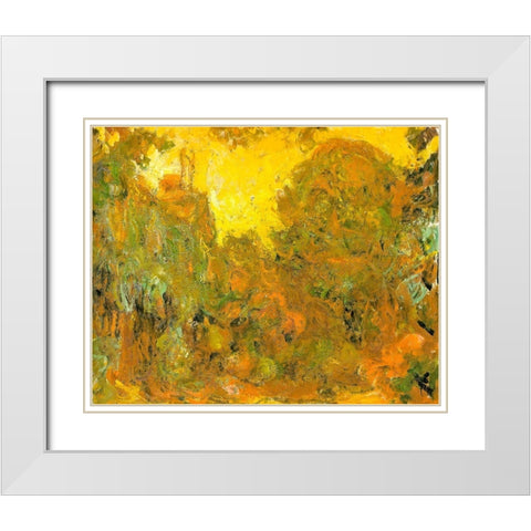 Artists house from rose garden 1922 White Modern Wood Framed Art Print with Double Matting by Monet, Claude