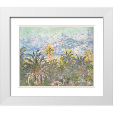 Bordighera I 1884 White Modern Wood Framed Art Print with Double Matting by Monet, Claude