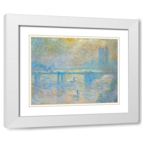 Charing Cross Bridge II 1902 White Modern Wood Framed Art Print with Double Matting by Monet, Claude