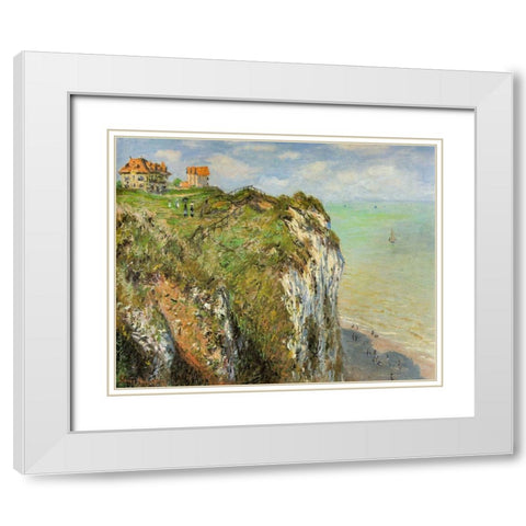 Cliffs at Dieppe 1882 White Modern Wood Framed Art Print with Double Matting by Monet, Claude