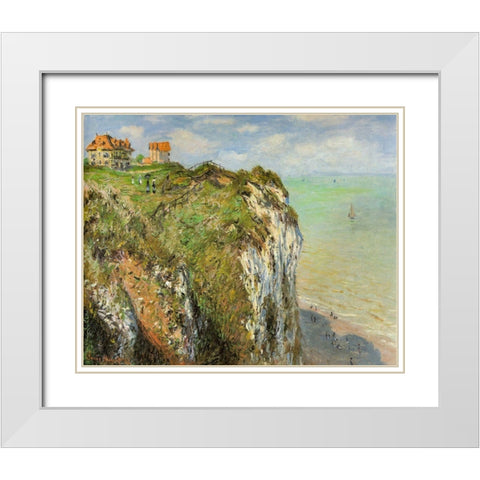 Cliffs at Dieppe 1882 White Modern Wood Framed Art Print with Double Matting by Monet, Claude