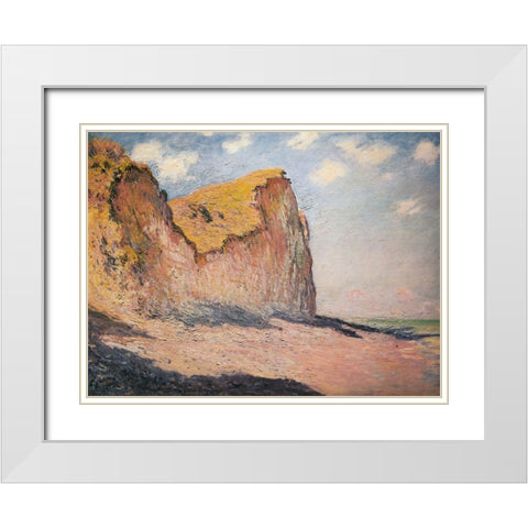 Cliffs near Pourville 1882 White Modern Wood Framed Art Print with Double Matting by Monet, Claude