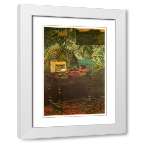 Corner of the studio 1861 White Modern Wood Framed Art Print with Double Matting by Monet, Claude