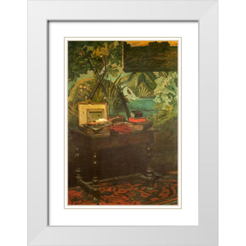 Corner of the studio 1861 White Modern Wood Framed Art Print with Double Matting by Monet, Claude