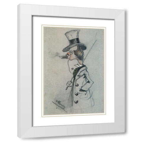 Dandy with a cigar 1857 White Modern Wood Framed Art Print with Double Matting by Monet, Claude