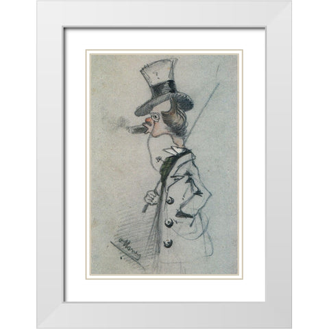 Dandy with a cigar 1857 White Modern Wood Framed Art Print with Double Matting by Monet, Claude