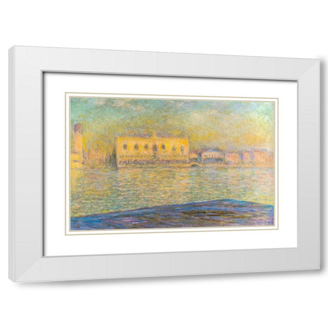 Doges Palace I 1908 White Modern Wood Framed Art Print with Double Matting by Monet, Claude