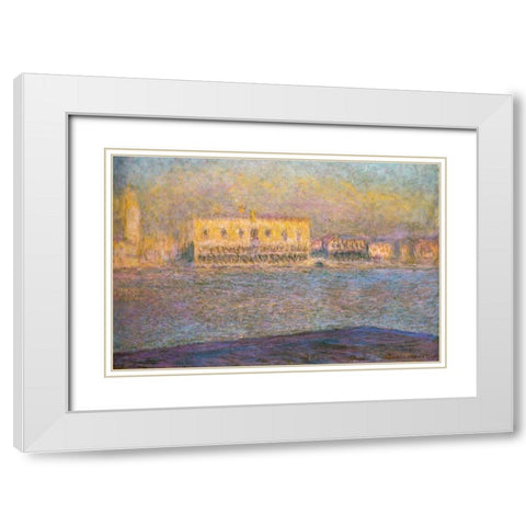Doges Palace II 1909 White Modern Wood Framed Art Print with Double Matting by Monet, Claude