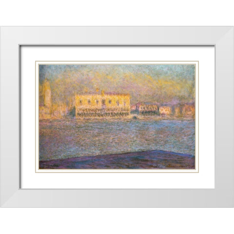 Doges Palace II 1909 White Modern Wood Framed Art Print with Double Matting by Monet, Claude