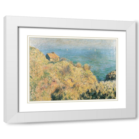 Douaniers cottage at Varengeville 1882 White Modern Wood Framed Art Print with Double Matting by Monet, Claude