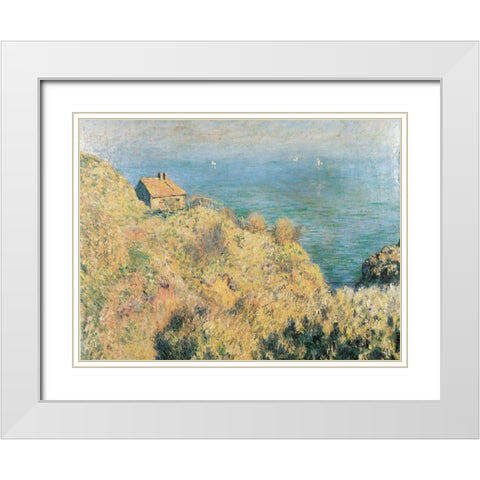 Douaniers cottage at Varengeville 1882 White Modern Wood Framed Art Print with Double Matting by Monet, Claude
