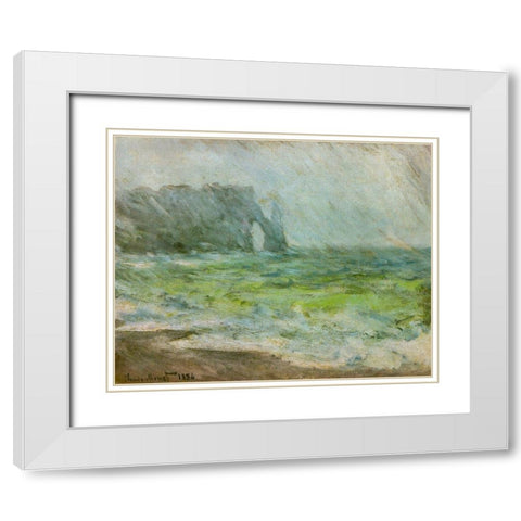 Etretat 1886 White Modern Wood Framed Art Print with Double Matting by Monet, Claude