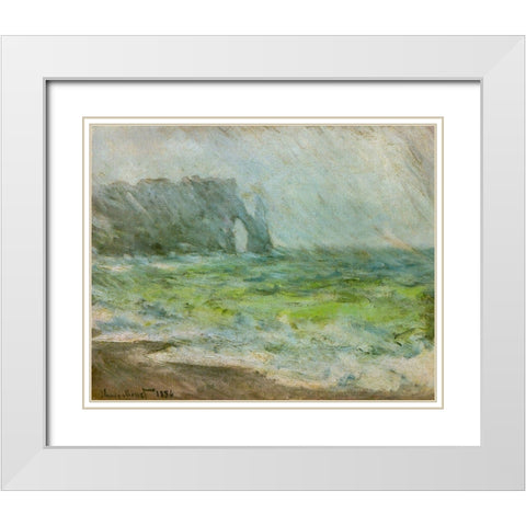 Etretat 1886 White Modern Wood Framed Art Print with Double Matting by Monet, Claude