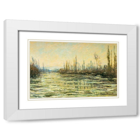 Floating ice on the Seine 1880 White Modern Wood Framed Art Print with Double Matting by Monet, Claude