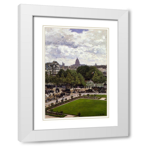 Garden of the Princess-Louvre 1867 White Modern Wood Framed Art Print with Double Matting by Monet, Claude