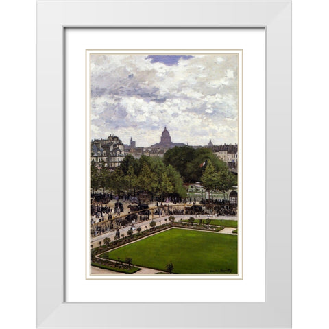 Garden of the Princess-Louvre 1867 White Modern Wood Framed Art Print with Double Matting by Monet, Claude