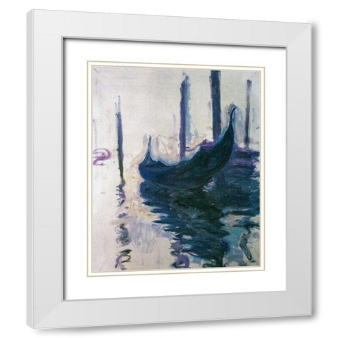 Gondolas in Venice 1908 White Modern Wood Framed Art Print with Double Matting by Monet, Claude