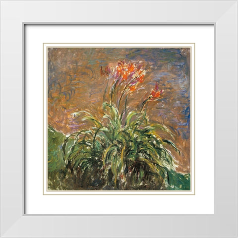 Hemerocallis 1914 White Modern Wood Framed Art Print with Double Matting by Monet, Claude