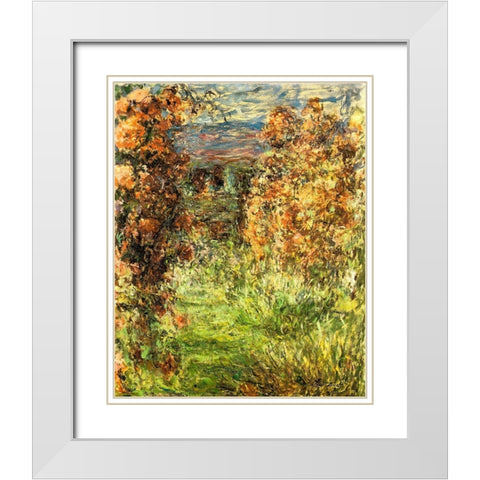 House from the Rose Garden 1920 White Modern Wood Framed Art Print with Double Matting by Monet, Claude