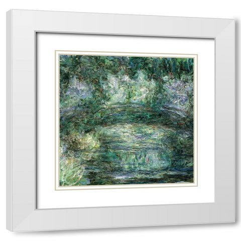 Japanese bridge 1918 White Modern Wood Framed Art Print with Double Matting by Monet, Claude