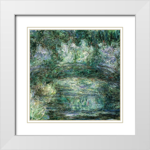Japanese bridge 1918 White Modern Wood Framed Art Print with Double Matting by Monet, Claude