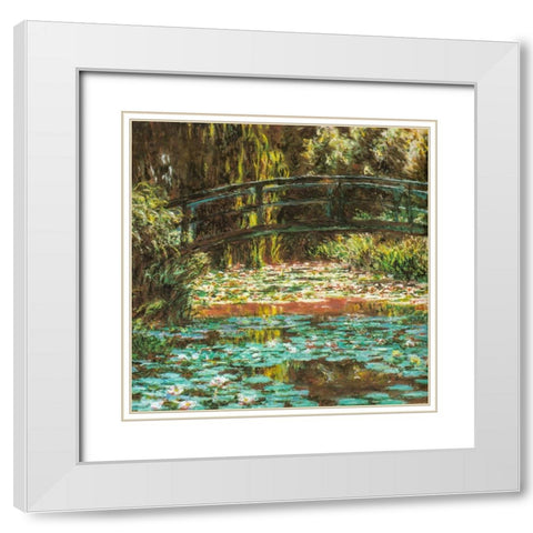 Japanese bridge at Giverny 1899 White Modern Wood Framed Art Print with Double Matting by Monet, Claude
