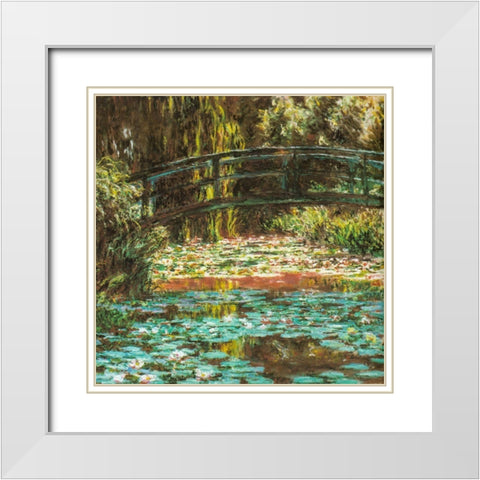 Japanese bridge at Giverny 1899 White Modern Wood Framed Art Print with Double Matting by Monet, Claude