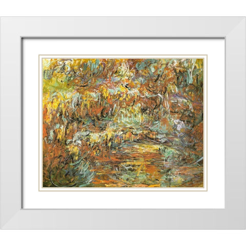 Japanese bridge 1920 White Modern Wood Framed Art Print with Double Matting by Monet, Claude