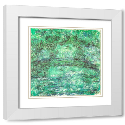 Japanese bridge green 1918 White Modern Wood Framed Art Print with Double Matting by Monet, Claude