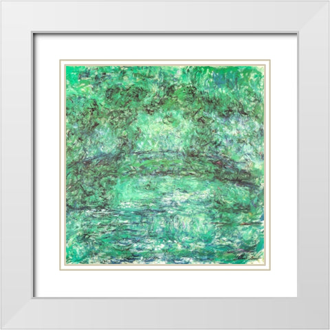 Japanese bridge green 1918 White Modern Wood Framed Art Print with Double Matting by Monet, Claude