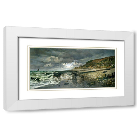 La Pointe de la Heve 1865 White Modern Wood Framed Art Print with Double Matting by Monet, Claude
