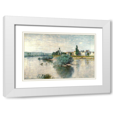 Lavacourt 1880 White Modern Wood Framed Art Print with Double Matting by Monet, Claude