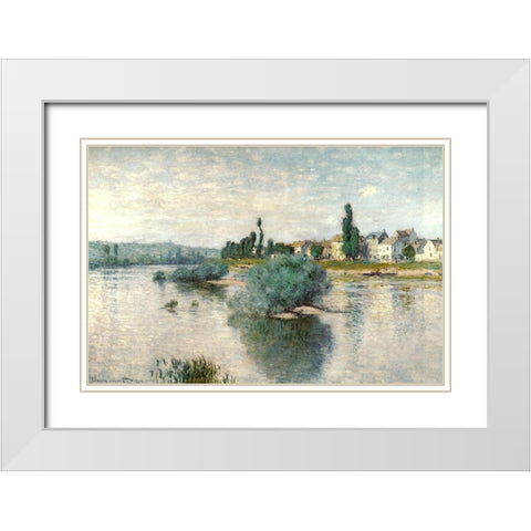 Lavacourt 1880 White Modern Wood Framed Art Print with Double Matting by Monet, Claude
