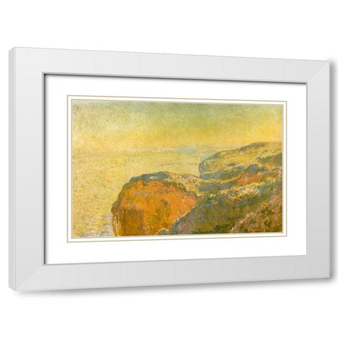 On the cliffs-Dieppe 1897 White Modern Wood Framed Art Print with Double Matting by Monet, Claude