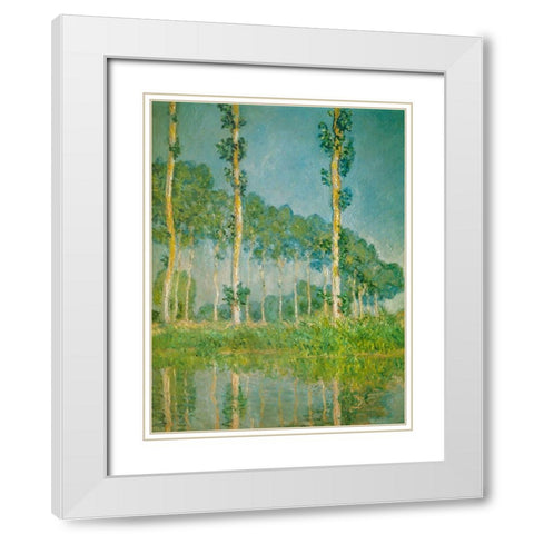Pink Poplars 1891 White Modern Wood Framed Art Print with Double Matting by Monet, Claude