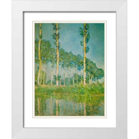 Pink Poplars 1891 White Modern Wood Framed Art Print with Double Matting by Monet, Claude