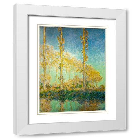 Poplars 1891 White Modern Wood Framed Art Print with Double Matting by Monet, Claude