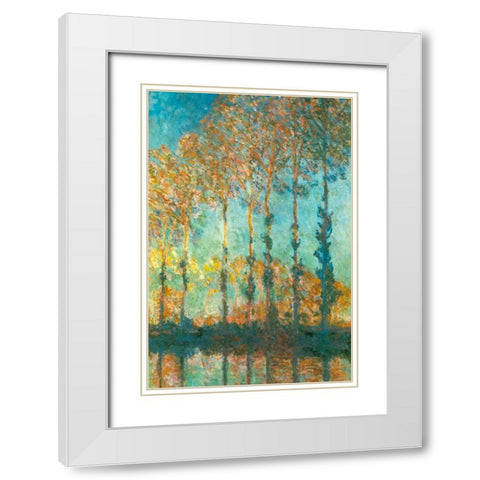 Poplars on River Epte 1891 White Modern Wood Framed Art Print with Double Matting by Monet, Claude