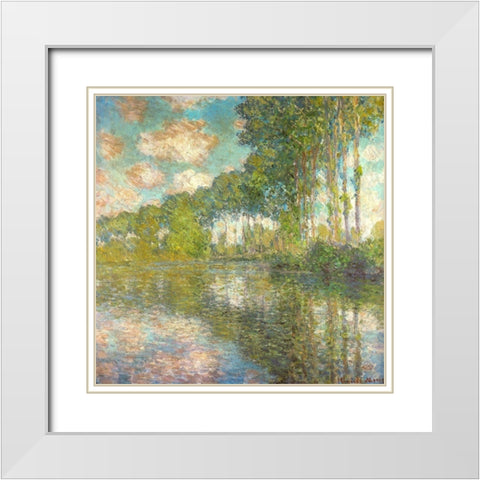 Poplars on the Epte 1891 White Modern Wood Framed Art Print with Double Matting by Monet, Claude