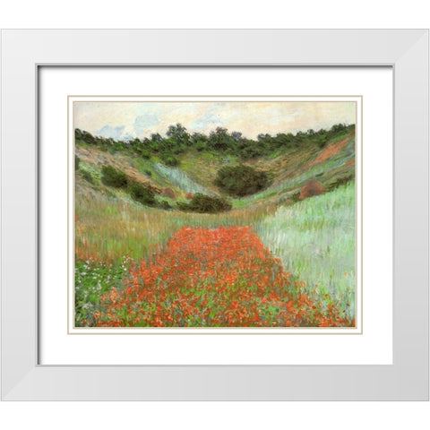 Poppy field near Giverny 1885 White Modern Wood Framed Art Print with Double Matting by Monet, Claude