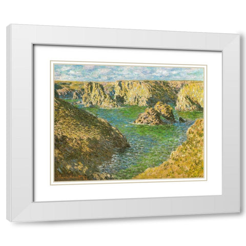 Port Donnant-Belle-Ile 1887 White Modern Wood Framed Art Print with Double Matting by Monet, Claude
